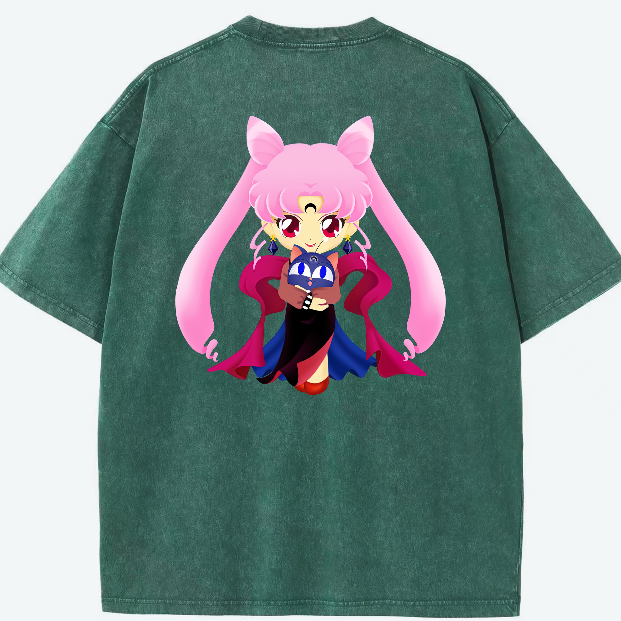 （画像用） 美少女戦士セーラームーン ちびうさ Sailor Moon Chibiusa Tsukino Usagi Small Lady Serenity 綿100% ヴィンテージ風 半袖Tシャツ（背面プリント）